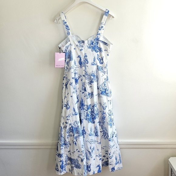 New AVEC LES FILLES Toile Nautical Print Cotton Blend Midi Dress NWT Size 6 - Picture 12 of 17